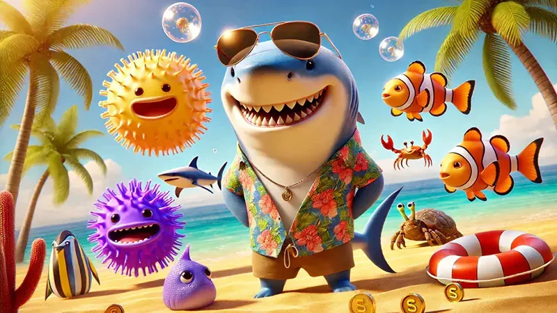 Sasaran ikan berwarna pada layar permainan arcade bawah laut